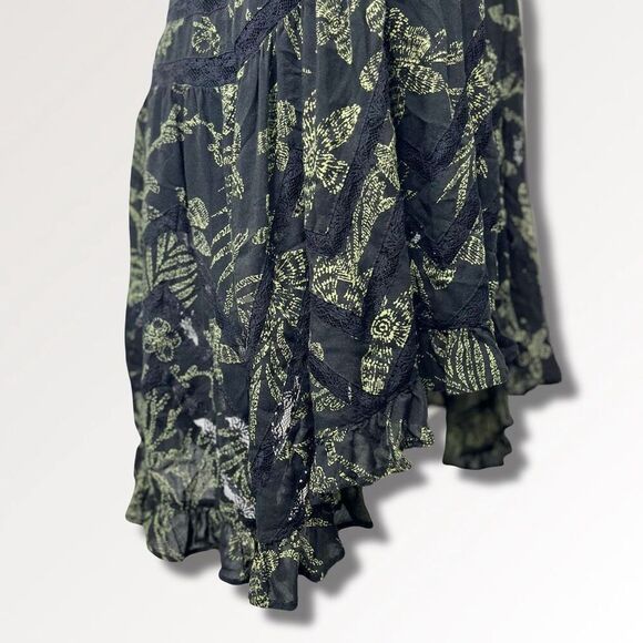 Intimately Free People Voile & Lace Trapeze Dress Rare Green Floral Print Sz Sm - Picture 10 of 16